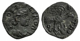 Troas, Alexandria, Pseudo-autonomous issue, c. mid 3rd century AD. Æ (19mm, 4.52g,12h). Turreted and draped bust of Tyche r.; vexillum behind. R/ Eagl...