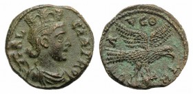 Troas, Alexandria, Pseudo-autonomous issue, c. mid 3rd century AD. Æ (20mm, 5.22g, 6h). Turreted and draped bust of Tyche r.; vexillum behind. R/ Eagl...