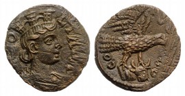 Troas, Alexandria, Pseudo-autonomous issue, c. mid 3rd century AD. Æ (20mm, 5.09g, 6h). Turreted and draped bust of Tyche r.; vexillum behind. R/ Eagl...