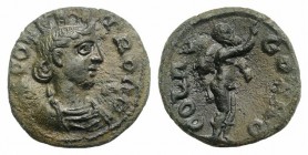 Troas, Alexandria, Pseudo-autonomous issue. Time of Gallienus, c. 253-268. Æ (21mm, 5.38g, 12h). Turreted and draped bust of Tyche r.; to l., vexillum...