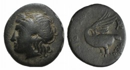 Ionia, Leukai, c. 350-300 BC. Æ (15mm, 2.72g, 6h). Dionysios, magistrate. Laureate head of Apollo l. R/ Swan standing l. with open wings, head r. SNG ...