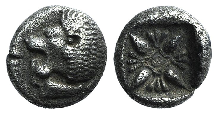 Ionia, Miletos, late 6th-early 5th century BC. AR Diobol (10mm, 1.01g). Forepart...