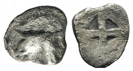 Ionia, Phokaia(?), c. 6th-5th century BC. AR Hemiobol (10mm, 0.46g). Head of Griffin l. R/ Quadripartite incuse square. Good Fine