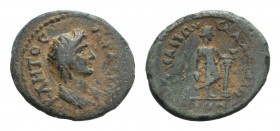Lydia, Sala. Pseudo-autonomous issue, time of Trajan (98-117). Æ (26mm, 7.34g, 6h). Draped bus of Senate r. R/ Dionysos standing cross-legged r., hold...
