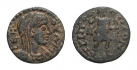 Lydia, Tripolis. Pseudo-autonomous, time of Trajan Decius (249-251) ? Æ (18mm, 2.74g, 6h). Laureate, veiled and draped bust r. R/ Artemis standing r.,...