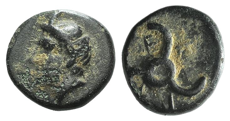 Dynasts of Lycia, Perikles (c. 380-360 BC). Æ (11mm, 1.90g). Horned head of Pan ...