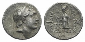 Kings of Cappadocia, Ariarathes V (c. 163-130 BC). AR Drachm (16mm, 4.08g, 12h), year 33 (130 BC). Diademed head r. R/ Athena Nikephoros standing l.; ...