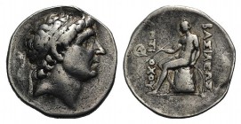 Seleukid Kings, Antiochos I (281-261 BC). AR Tetradrachm (33mm, 16.82g, 7h). Antioch on the Orontes. Diademed head r. R/ Apollo Delphios seated l. on ...