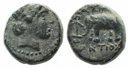 Seleucid Kings, Antiochos III (222-187). Æ (10mm, 2.32g, 12h). Sardes, c. 222-187. Laureate head of Apollo r. R/ Elephant standing l., anchor to l. SC...