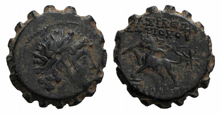 Seleukid Kings, Antiochos VI (144-142 BC). Serrate Æ (17mm, 4.27g, 12h). Antioch...