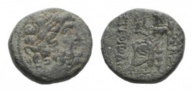 Seleucis and Pieria, Antioch, Civic Issue. 1st century BC. Æ Tetrachalkon (19mm, 6.62g, 12h). Uncertain year. Laureate head of Zeus r. R/ Zeus Nikepho...