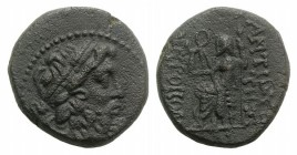 Seleucis and Pieria, Antioch, Civic Issue. 1st century BC. Æ Tetrachalkon (19mm, 8.30g, 1h). Uncertain year. Laureate head of Zeus r. R/ Zeus Nikephor...
