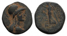Seleukis and Pieria, Apameia on the Axios, 1st century BC. Æ (19mm, 7.69g, 12h), year 5 (37/6 BC). Helmeted bust of Athena r. R/ Nike standing l., hol...