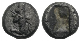 Achaemenid Kings of Persia, c. 450-375 BC. AR Siglos (14mm, 4.53g). Persian king or hero r., in kneeling-running stance, holding bow and dagger, quive...