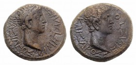 Augustus and Rhoemetalces (11 BC-12 AD). Thrace. Æ (18mm, 4.48g, 6h). Diademed head of Rhoemetalkes r. R/ Bare head of Augustus r. RPC I 1718. Brown p...