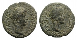 Augustus and Rhoemetalces (11 BC-12 AD). Thrace. Æ (17mm, 4.04g, 6h). Diademed head of Rhoemetalkes r. R/ Bare head of Augustus r. RPC I 1718. Green p...