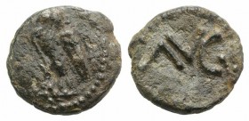 Augustus (27 BC-AD 14). Phoenicia, Berytus. Æ (14mm, 2.74g, 12h), c. 12 BC. Eagle standing l. on thunderbolt. R/ Large AVG. RPC I 4538; Rouvier 490. G...