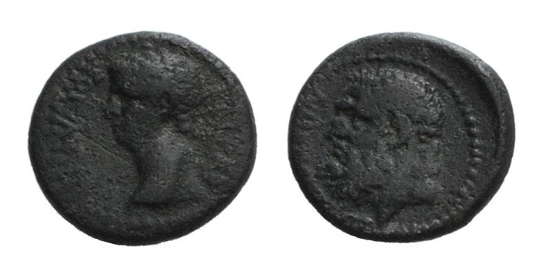 Claudius (41-54). Lydia, Sardes. Æ (15mm, 2.80g, 6h). Bare head l. R/ Bare head ...