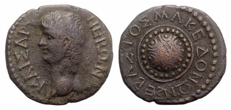 Nero (54-68). Macedonian Koinon. Æ (24mm, 6.93g). Head l. R/ Legend around Maced...
