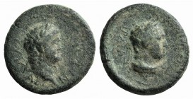 Nero (54-68). Lydia, Sardis. Æ (16mm, 2.85g, 6h). Ti. Cl. Mnaseas, strategos(?), c. AD 65. Laureate head r. R/ Head of Herakles r. RPC I 3009; SNG Cop...