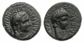 Nero (54-68). Lydia, Sardis. Æ (14mm, 3.94g, 12h). Ti. Cl. Mnaseas, strategos(?), c. AD 65. Laureate head r. R/ Head of Herakles r. RPC I 3009; SNG Co...