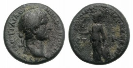 Hadrian (117-138). Cappadocia, Tyana. Æ (19mm, 5.56g, 12h), year 20 (135/6). Laureate head r. R/ Athena standing l., holding nike and resting on shiel...