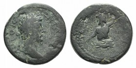 Marcus Aurelius (161-180). Cilicia, Hierapolis-Castabala. Æ (21mm, 8.17g, 7h). Laureate head r. R/ River-god Pyramos swimming r. RPC IV online 6179 (t...
