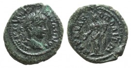 Elagabalus (218-222). Moesia Inferior, Marcianopolis. Æ (17mm, 2.75g, 6h). Laureate head r. R/ Homonoia standing l., holding patera and cornucopia. Cf...