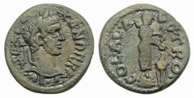 Severus Alexander (222-235). Troas, Alexandria. Æ (24mm, 8.40g, 6h). Laureate head r. R/ Cult statue of Apollo Smintheus standing r., holding bow and ...