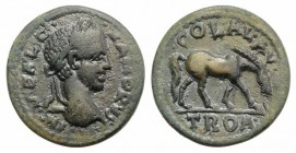 Severus Alexander (222-235). Troas, Alexandria. Æ (26mm, 8.87g, 6h). Laureate head r. R/ Horse grazing r. Bellinger A339. Near VF