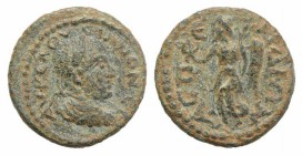 Volusian (251-253). Pamphylia, Aspendus. Æ (16mm, 3.05g, 12h). Laureate, draped and cuirassed bust r. R/ Nike standing l., holding wreath and palm. RP...
