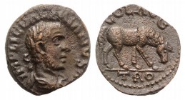 Valerian I (253-260). Troas, Alexandria Troas. Æ (19mm, 4.86g, 6h). Laureate, draped and cuirassed bust r. R/ Horse grazing r. Bellinger A436; BMC 160...