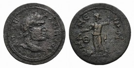 Gallienus (253-268). Pisidia, Conana. Æ 9 Assaria (35mm, 15.87g, 12h). Laureate head r. R/ Zeus standing l., holding patera and sceptre; Θ (mark of va...