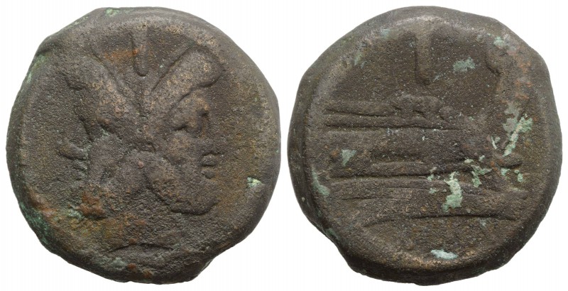 Anonymous, Rome, after 211 BC. Æ As (33mm, 32.88g, 12h). Laureate head of Janus....