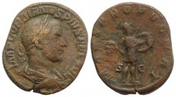 Gordian III (238-244). Æ Sestertius (30mm, 20.01g, 12h). Rome, AD 244. Laureate, draped and cuirassed bust r. R/ Mars advancing r., holding spear and ...