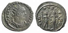 Valerian I (253-260). Antoninianus (20mm, 3.27g, 5h). Antioch, 253-4. Radiate and draped bust r. R/ Valerian and Gallienus facing each other, one hold...