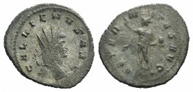 Gallienus (253-268). Antoninianus (23mm, 3.70g). Rome, 261-2. Radiate head r. R/ Sol, radiate, standing l. with with raised hand and holding globe; Γ ...