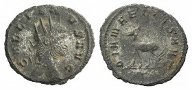 Gallienus (253-268). Antoninianus (22mm, 3.20g, 12h). Rome, 267-8. Radiate head r. R/ Stag standing l.; Γ. RIC V 179. Good Fine
