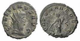 Gallienus (253-268). Antoninianus (21mm, 3.42g, 1h). Siscia, 265-7. Radiate head r. R/ Fortuna standing facing, head l., holding cornucopia and rudder...