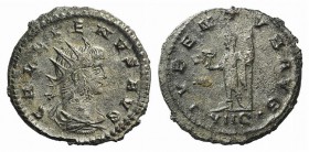 Gallienus (253-268). Antoninianus (18mm, 3.35g, 6 h). Antioch, AD 266. Radiate, draped, and cuirassed bust r. R/ Emperor standing l., holding Victory ...