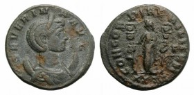 Severina (Augusta, 270-275). Antoninianus (21mm, 3.81g, 12h). Siscia, 275. Draped bust r., wearing stephane and set on crescent. R/ Fides standing fac...