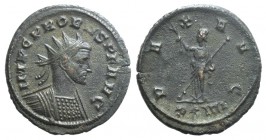 Probus (276-282). Radiate (22mm, 3.81g, 12h). Siscia, 277. Radiate and cuirassed bust r. R/ Pax standing facing, holding branch and sceptre; XXIVI. RI...
