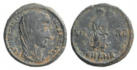 Divus Constantine I (died 337). Æ Follis (14mm, 1.74g, 12h). Antioch, 347-8. Veiled head r. R/ Constantine, veiled, standing r.; SMANB. RIC VIII 112. ...