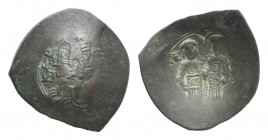 Alexius III (1195-1204). BI Aspron Trachy (28mm, 3.21g, 6h). Constantinople. Bust of Christ facing. R/ Alexius and St. Constantine standing facing, ho...