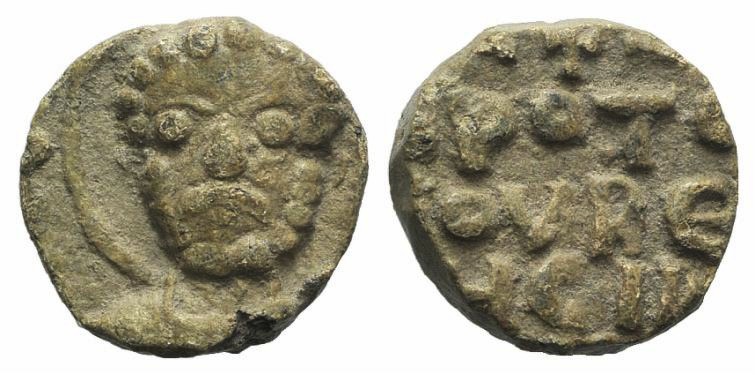 Byzantine Pb Seal, c. 7th-12th century (14mm, 4.37g, 12h). Nimbate bust facing. ...
