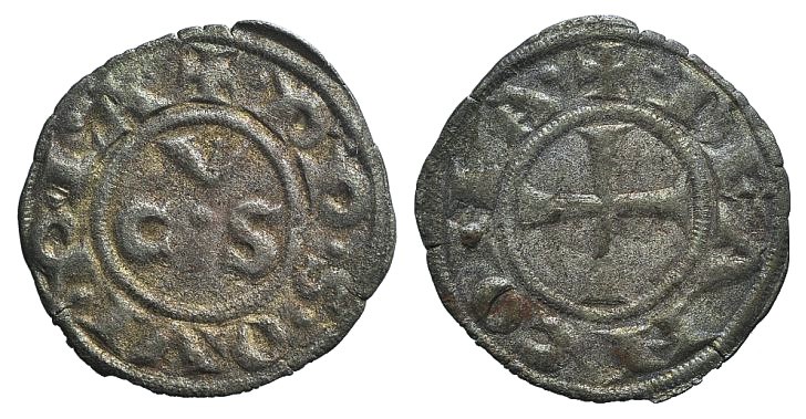 Italy, Ancona, Republic, 13th century. AR Denaro (16mm, 0.59g, 12h). CVS. R/ Cro...