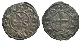 Italy, Ancona, Republic, 13th century. AR Denaro (16mm, 0.59g, 12h). CVS. R/ Cross. Biaggi 33. Good VF