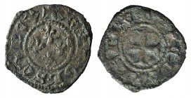 Italy, Napoli. Carlo II d’Angiò (1285-1309). BI Denaro Gherardino (14mm, 0.59g). Four fleur-de-lis. R/ Cross. P.R.5. VF