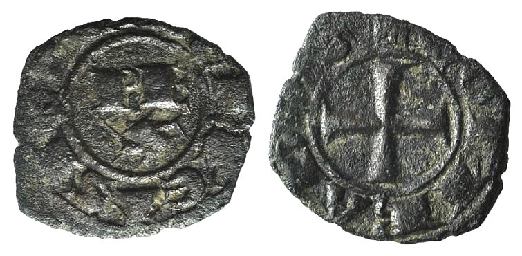 Italy, Sicily, Messina. Corrado I (1250-1254). BI Denaro (14mm, 0.81g, 6h). REX ...