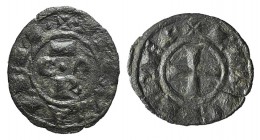 Italy, Sicily, Messina. Corrado I (1250-1254). BI Denaro (15mm, 0.68g, 3h). COR. R/ Cross. Spahr 158. VF